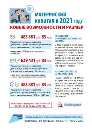 Материнский капитал в 2021 году