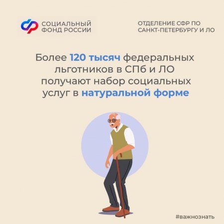 Свыше 120 тысяч федеральных льготников Санкт-Петербурга  и области получают набор социальных услуг в натуральном виде